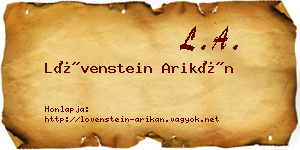 Lövenstein Arikán névjegykártya